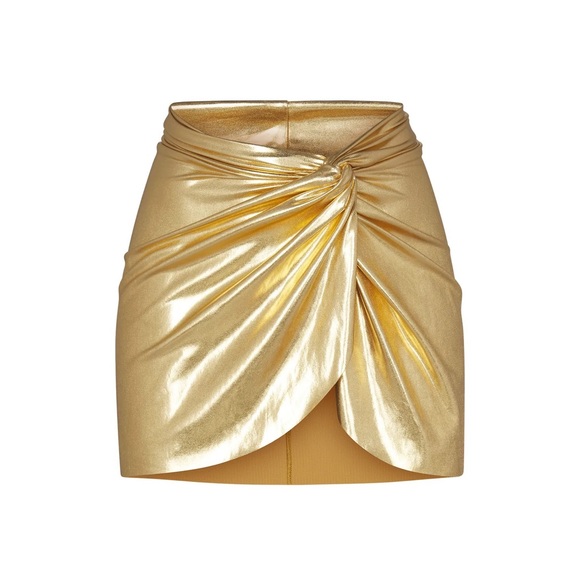 SKIMS Other - SKIMS Gold Metallic Swim Sarong Mini Skirt M NWT